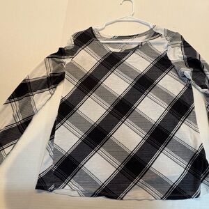 Maurices Black and White Plaid Long Sleeve Blouse Small